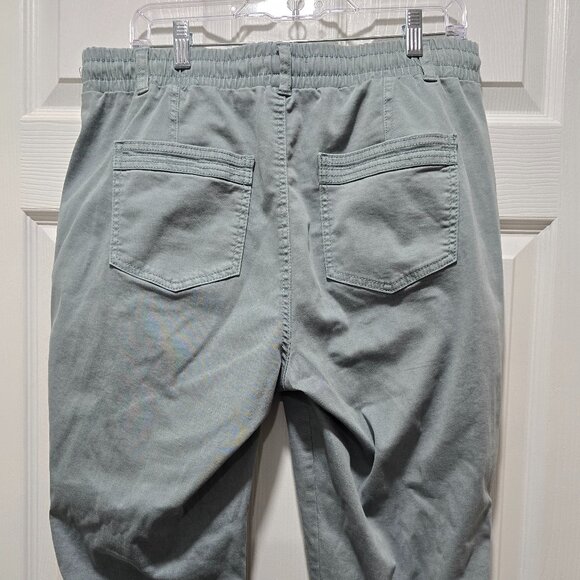 Maurices Pants Women's Large Reg Cotton Blend Elastic Waist Blue Pockets Tapered - Picture 2 of 5